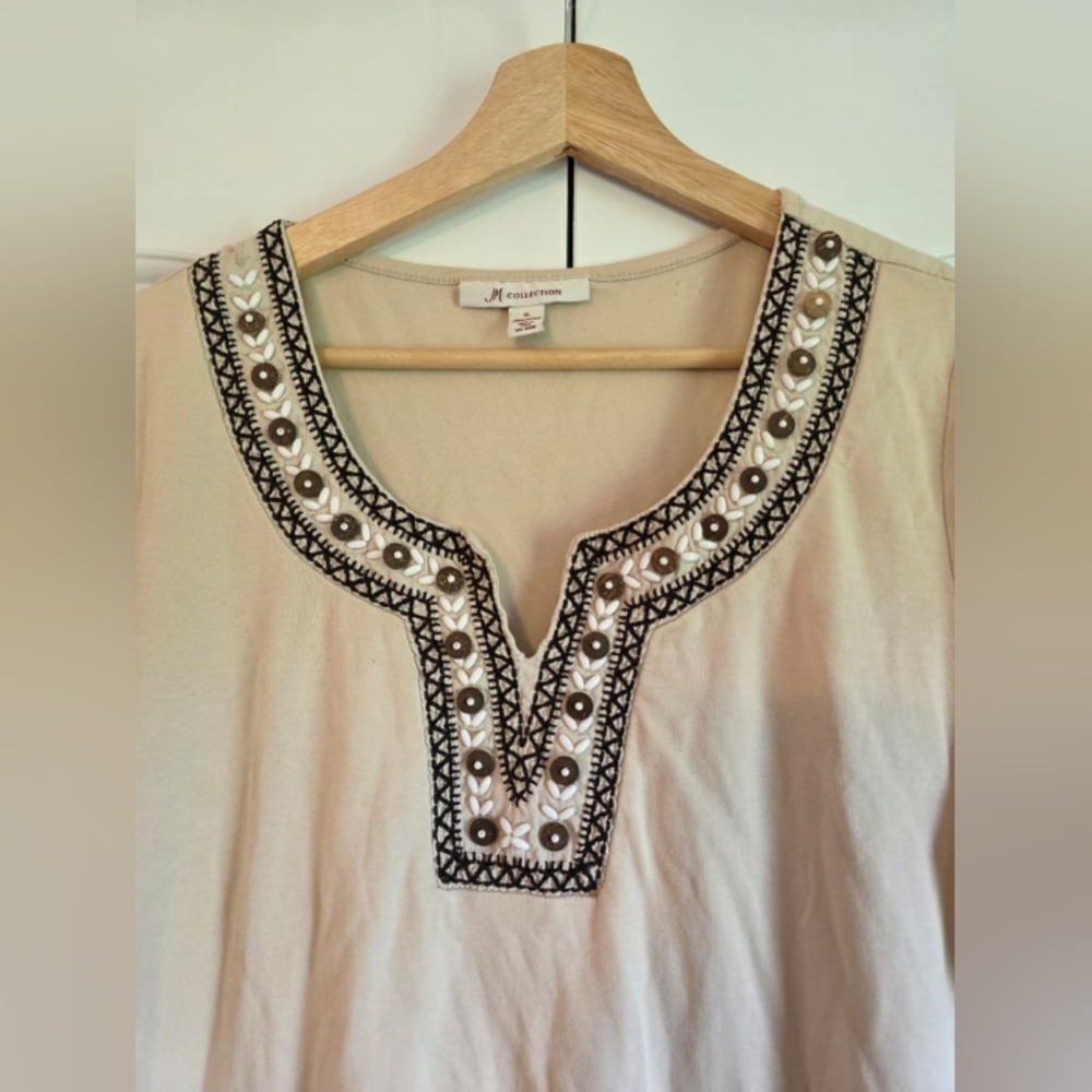 JM Collection Beaded Top - Picture 2 of 6